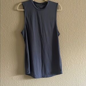 Gray Sleeveless Muscle Tee with Crew Neck